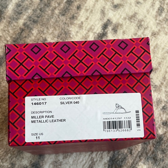 Tory Burch Miller Pave Metallic Leather Sandals - Picture 7 of 11